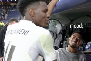 眼神颇似小迷弟,贝林厄姆社媒晒与琼阿梅尼合影,配文:MVP!